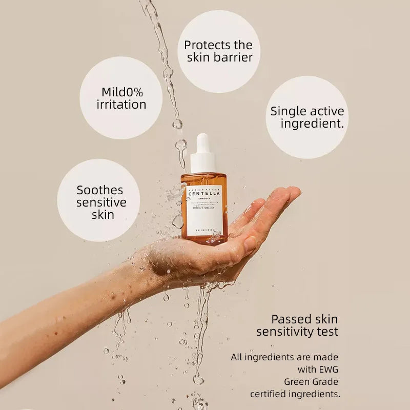 Korean Centella Asiatica Ampoule Facial Serum Soothes Acne Prone Moisturizing Repairing Skin Barrier Skincare Products 100Ml